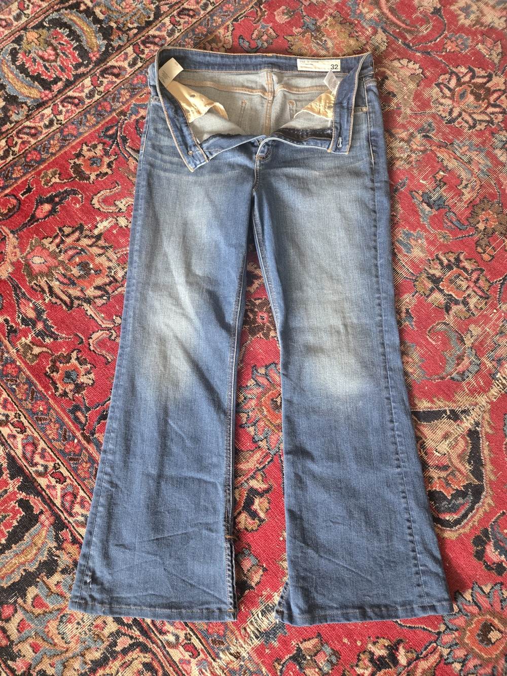 Rag & Bone Bella High Rise Flare Slit Hem Denim Blue Jeans in size 32